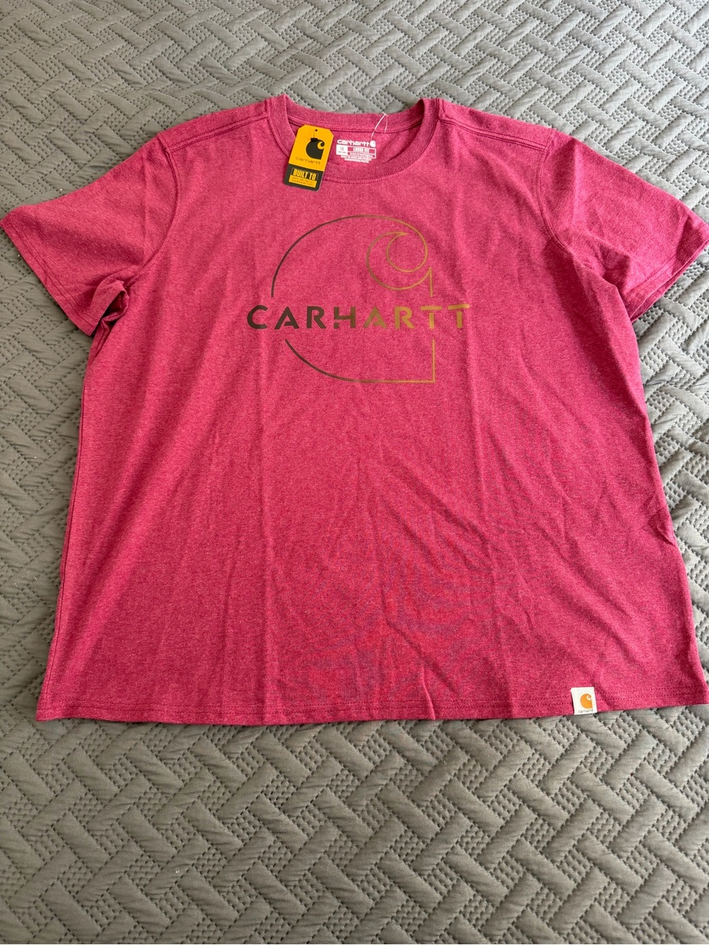 Carhartt Unisex Burgundy Logo Short-Sleeve Tee